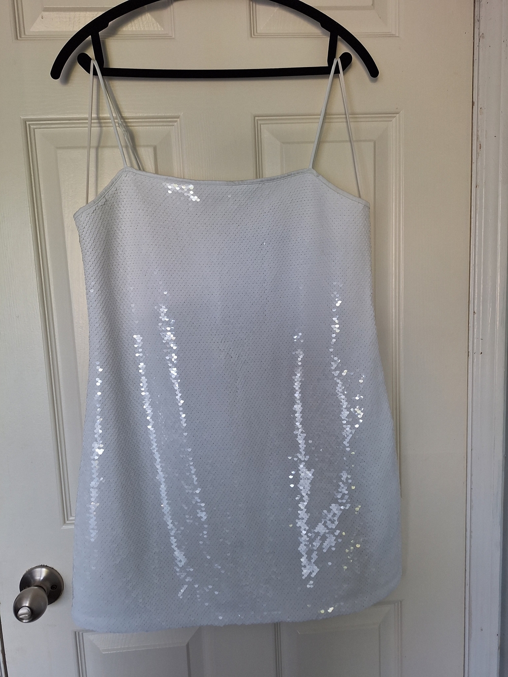 Abercrombie & Fitch White Sequin Mini Slip Dress